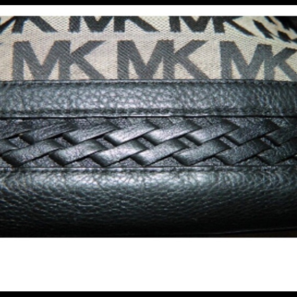 Michael Kors Black Monogram Satchel with back leather accent. - Picture 9 of 9